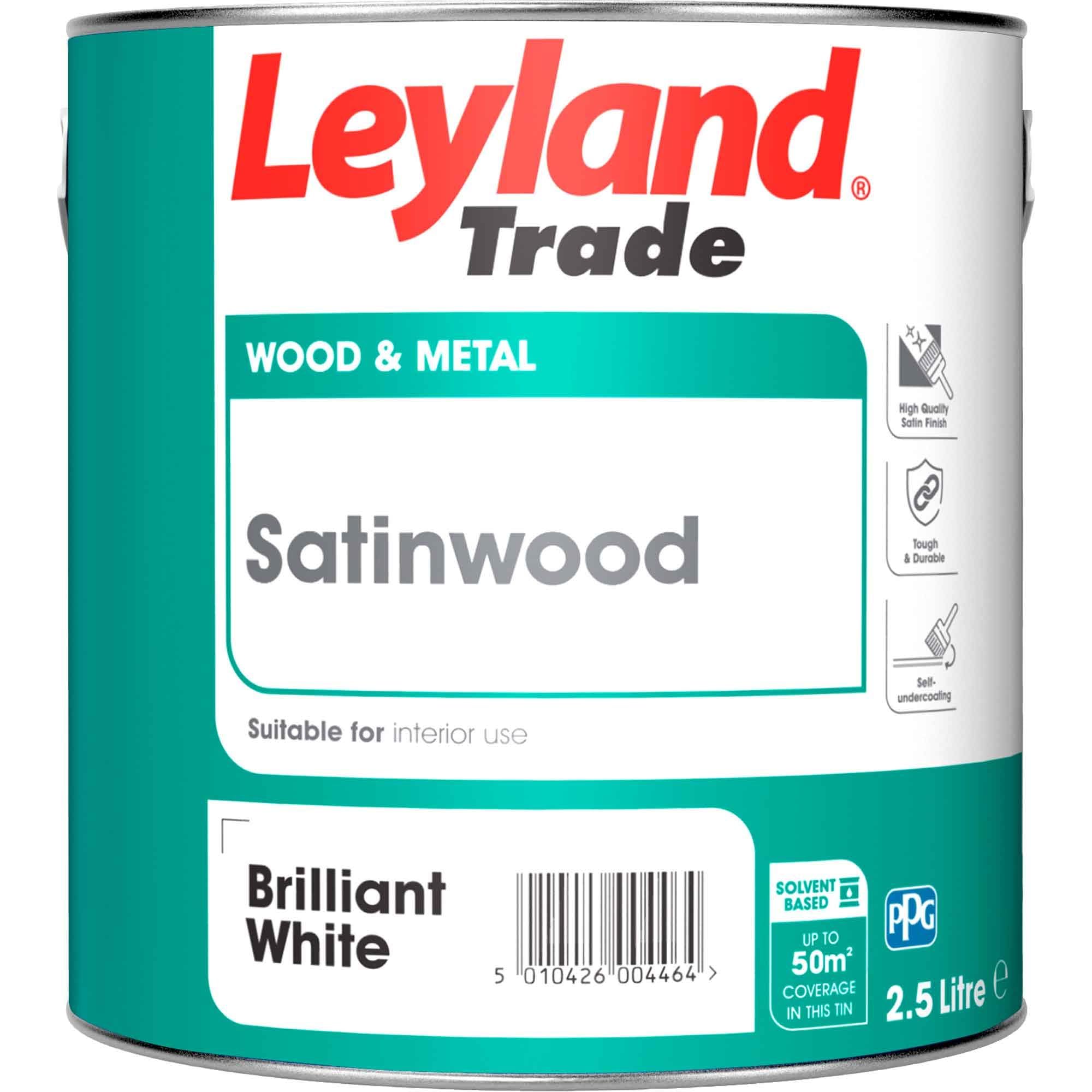 Leyland Trade Satinwood Paint - Brilliant White 2.5L