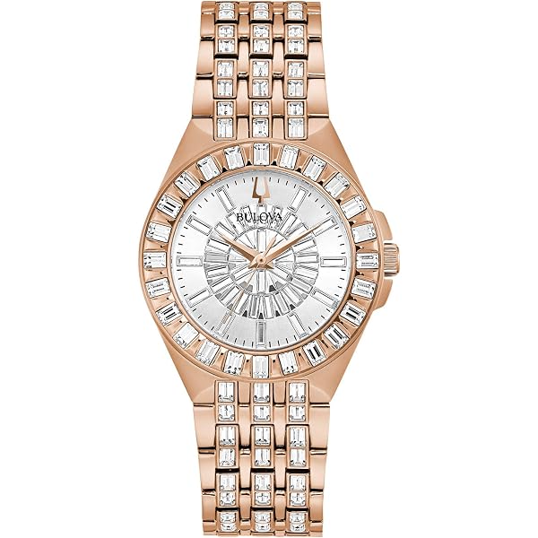 Bulova Orologio Elegante Donna 96L278 - Cassa Acciaio 32mm Con Cristalli Swarovski Baguette