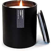Calyan Wax Co. Oakmoss & Amber Scented Candle - 75 Hour Burn - Luxury Non Toxic Soy Wax Candles - Long Lasting Black Tumbler Jar Candle for Home - 10.2oz