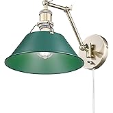 Golden Lighting Orwell Articulating Wall Sconce in Aged Brass with Pine Green