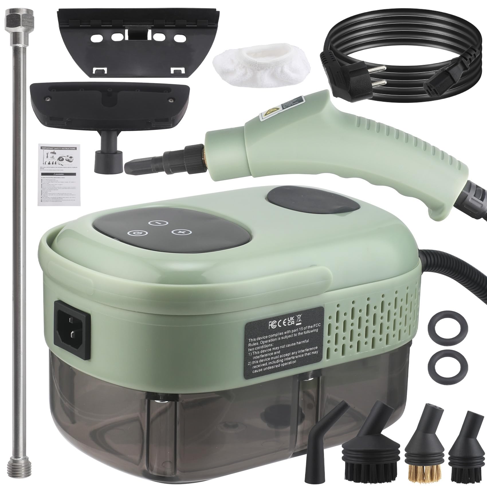 Photo 1 of ?Handheld Steam Cleaner,1100ml Water Tank,15S Heat-up Time Generates 105°C High Temperature,6-gears adjustable,2500W Multipurpose Steam Cleaner for Home Use,Kitchen,Tile,Hard Surface, (Green)