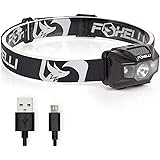 Foxelli USB Rechargeable Headlamp Flashlight - 180 Lumen, up to 40 Hours of Constant Light on a Single Charge, Bright White L