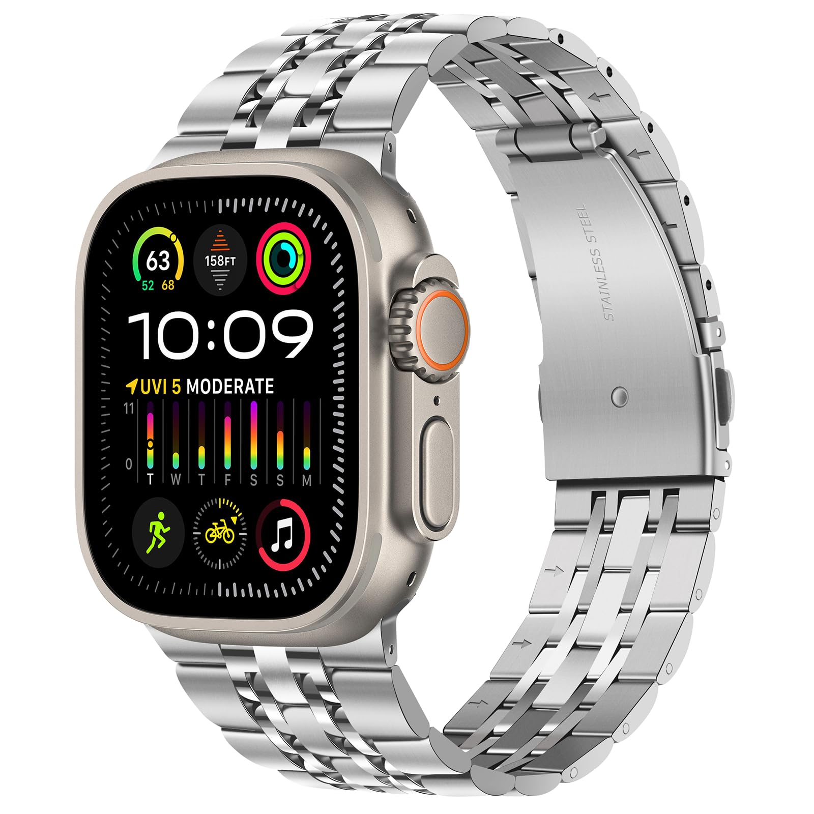 Tasikar Compatible with Apple Watch Ultra 3 Band 49mm, Men Women Strap Solid Stainless Steel Metal Bracelet Compatible for Apple Watch Ultra 3 2 1 49mm, Silver — image 1