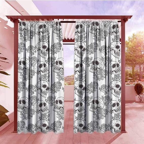 Cortinas opacas para exteriores, diseño de calavera, estilo retro, con