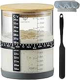 Sourdough Starter Jar,50oz Wide-Mouth with Non-slip silicone rubber Bottom Sourdough Starter Kit,Date Marked Feeding Band, Thermometer, Cloth Cover & Bamboo Lid, Reusable Sourdough Bread Baking