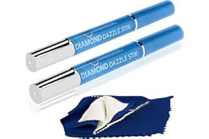 Rosenthal Collection – Diamond Dazzle Stik Jewelry Cleaner Pen - Instantly Restores Sparkle to Diamonds, Rings, and Fine Jewelry – Travel-Friendly and Easy-to-Use Brush (Two Stik with One Cloth)