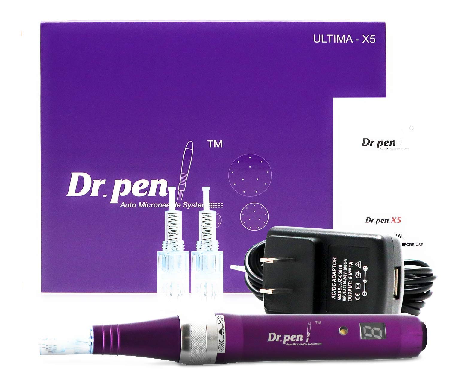 Dr Pen X5 Wireless Skincare Kit with LED Screen Display including 4 Cartridges (12 Pin + 36 Pin)