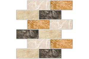 BSABSAQAA 10 Sheets Peel and Stick Backsplash for Kitchen 12"X12" Back Splash Adhesive Subway Wall Tile Sticker for Bathroom on Renter Friendlyn Marble 2-6