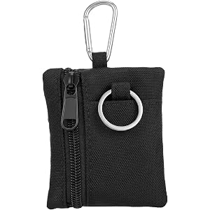 RAHHLIZS Mini Keychain Pouch Black Coin Purse with Zipper Coin Pouch Bag | 3.94 x 3.35 x 0.59in Change Purse Wallet, Mini Pou