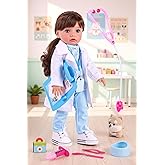 BABESIDE American Realistic Baby Doll Girl - 16-Inch Vet Play Set Dolls | With Long Brown Ponytail Complete Toy Accessories for 5+ 6 7 8 9 10 11 12 Years Girl Birthday Gifts, Pretend Play, Christmas