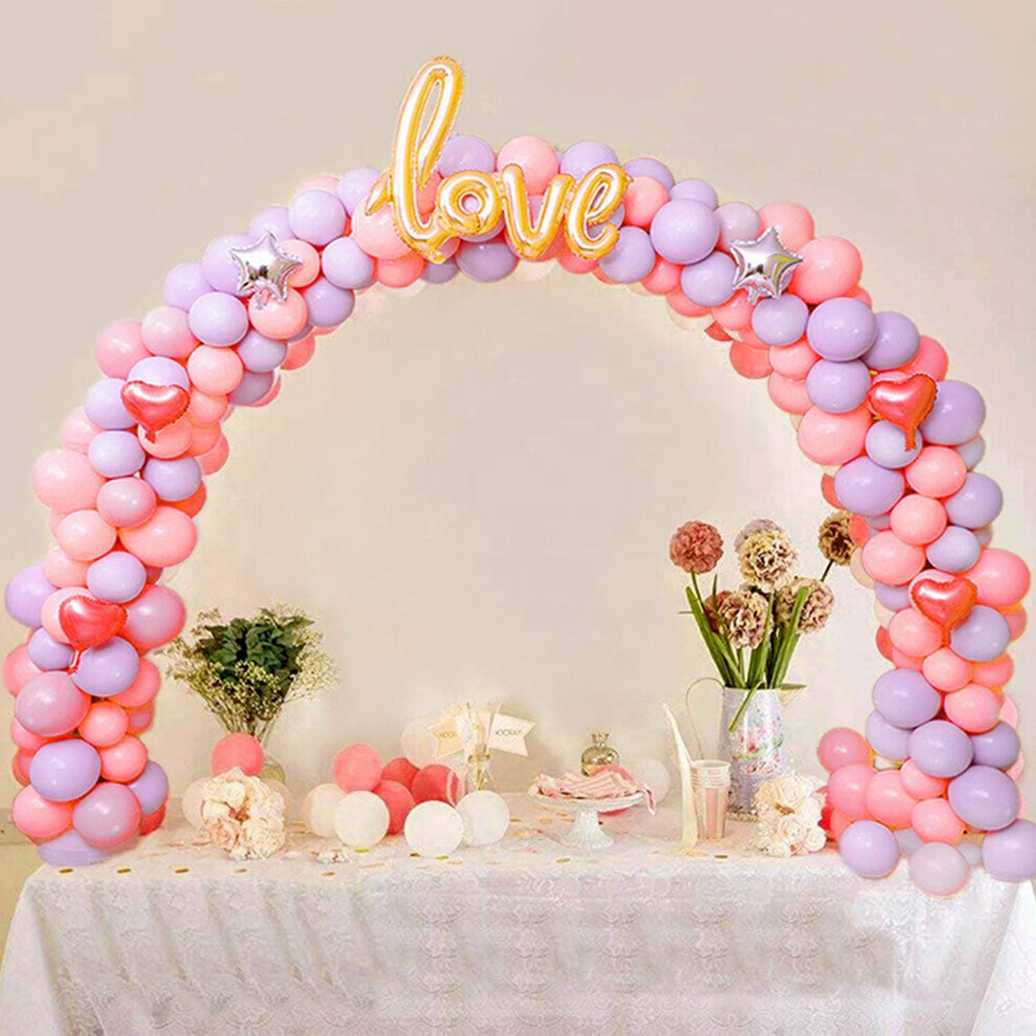 AXHJ 13Ft Adjustable Balloon Arch Stand Kit, New Reusable Table balloon arch kit with base High Strength Glass Fiber Pole for DIY Party Wedding Birthday Baby Shower Xmas Festival Decorations: Toys & Games