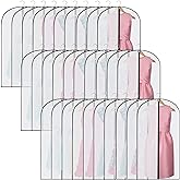 Amylove 40 Pcs 24 x 40 Inch Garment Bags for Hanging Clothes, Dress, Gown, Coat & Suit Storage Bags with Zipper - Dustproof Cover for Closet Clothes Storage Travel (White Black)