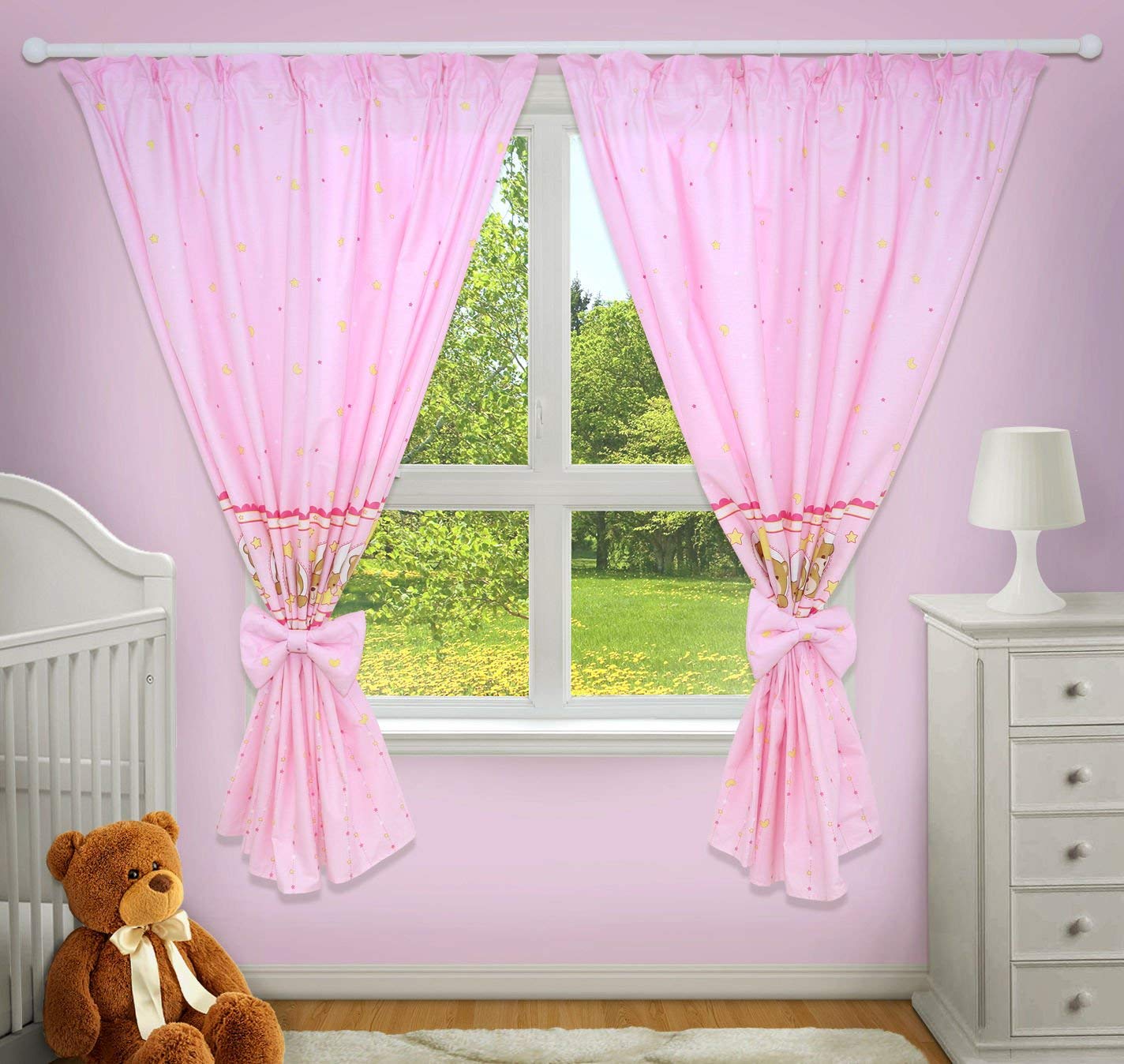 TheLittles24 Luxury Decorative Curtains for Baby Room Matching with Our Nursery Bedding Sets (Window Pink)