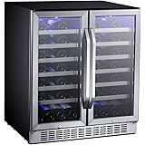 EdgeStar CWR5631FD 30-Inch 56 Bottle Built-In Dual Zone French Door Wine Cooler