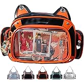 Vobomo Cat Ita Bag Pins Display Backpack for Girls Single Shoulder Bag Purse with Insert for School Comic Con (orange black PU)