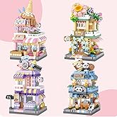 MEIEST 4 Mini City Shop Street View Building Blocks Model Set,Simulation Architecture Collection Particle Construction Buildi