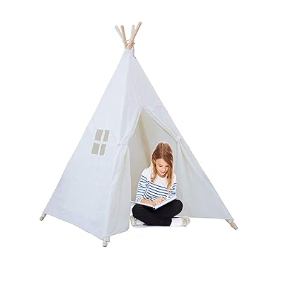 White Canvas Tepee Kids Tent Indoor/Outdoor Bahrain Ubuy