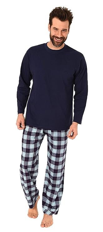 Herren Schlafanzug Pyjama lang mit Flanell Hose - auch in Übergrössen - 281 101 90 650