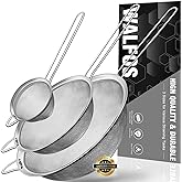 Walfos Fine Mesh Strainers Set, Premium Stainless Steel Sieve and Sifter with Sturdy Handle, Metal Kitchen Strainers Perfect 