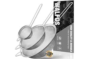 Walfos Fine Mesh Strainers Set, Premium Stainless Steel Sieve and Sifter with Sturdy Handle, Metal Kitchen Strainers Perfect 
