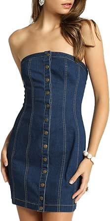 denim boobtube dress
