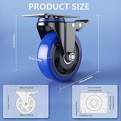 4 Inch Caster Wheels with Brake, Heavy Duty Casters