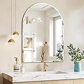 Brauthon Frameless Bathroom Mirror, 24" x 32" Arched Vanity Mirror for Wall Beveled, Arch Wall Mounted Mirror for Bedroom, Entryways, Over Sink