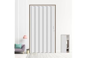HARDJULAN 48X79in Interior Folding Accordion Doors for Living Spaces,White PVC,Handle Latch Includes