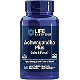 Life Extension Ashwagandha Plus Calm & Focus, ashwagandha Extract, Spearmint Extract, Focus, Attention, Relaxation, Advanced Formula, 60 Vegetarian Capsules
