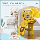 AIYAPLAY Toddler Slide 3-in-1 Climber Basketball Hoop Lion Yellow 18-36 Months view 4
