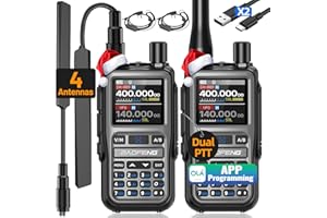Baofeng UV-5R Mini Ham Radio Long Range Handheld Two Way Radio NOAA Weather Radio Dual PTT Rechargeable Walkie Talkies Longe Range APP Programming Copy Frequency 999CH USB-C Charging Survival Radio