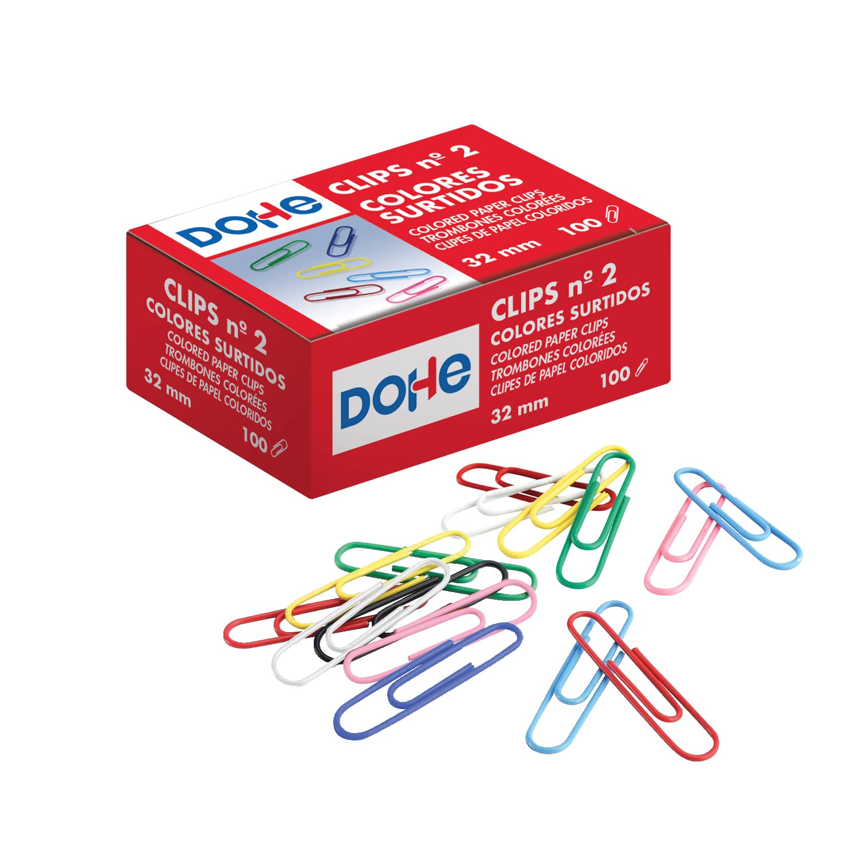 MTL 79210 – Pack of 100 Coloured Clips, 32 mm