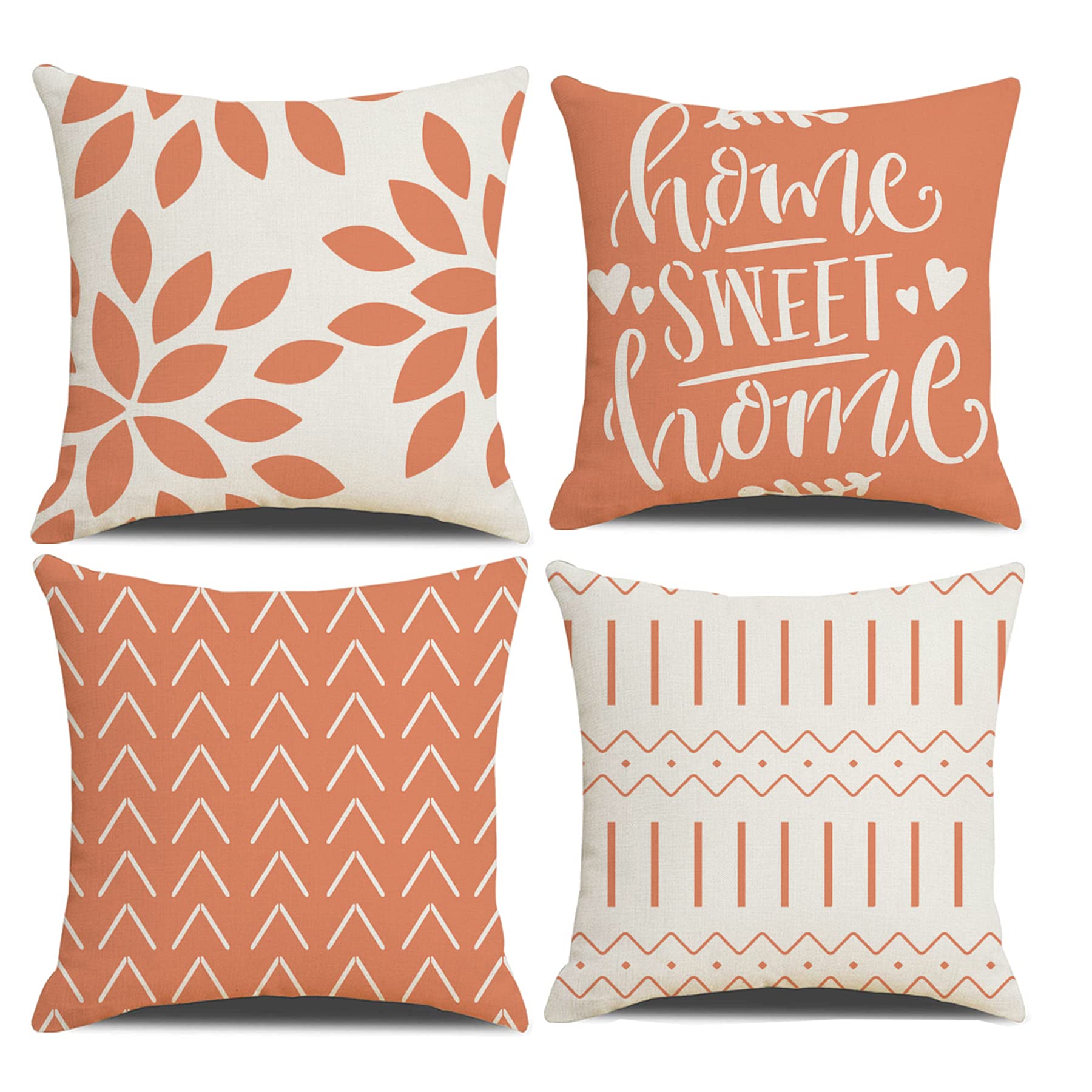 Homefeelzydys Cushion Covers,Cushion Covers 40 x 40 set of 4 Coral Square Throw Pillow Case cushion covers 16x16 4Pack For Outdoor Patio Garden Blench Living Room Sofa Farmhouse Decor