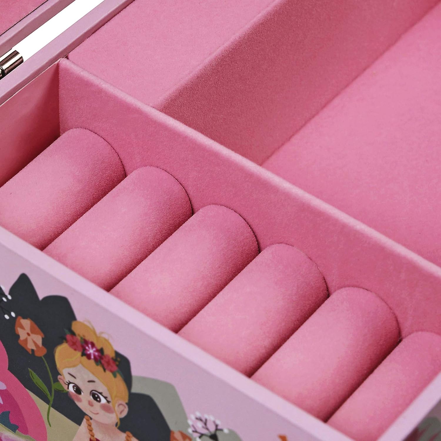 SONGMICS Ballerina Musical Jewelry Box for Kids, with Drawer, Storage Compartment, Ring Slots, 7.5”L x 4.3”W x 4.3”H, Pink: Furniture & Decor