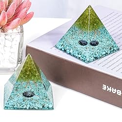 mookaitedecor Peridot Tree of Life Orgone Pyramid