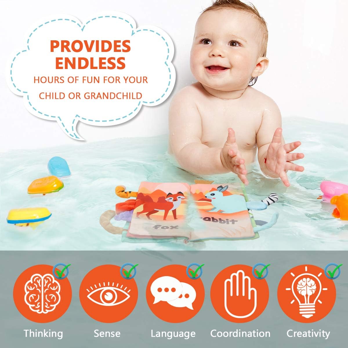Vicloon Baby Soft Books, Baby Bath Cloth Book, Quiet Books for 0-3 Year Old Toddlers Kids - Image 5