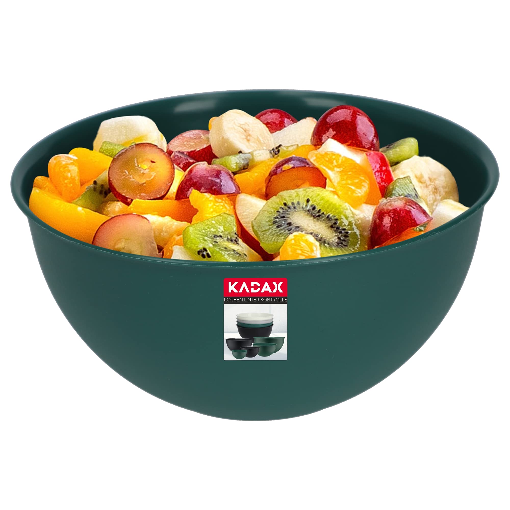 KADAX Plastic Bowl, Lightweight Mixing Bowl for Whisking, Round Serving Bowl for Salad, Snacks, Fruits, Stackable Kitchen Bowl (5L, Green)