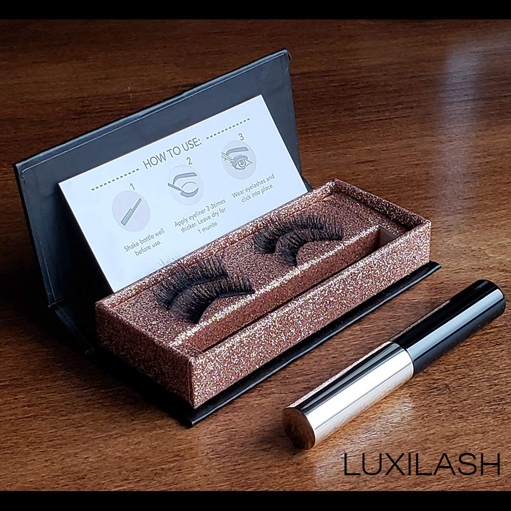 LUXILASH Magnetic Eyelash and Eyeliner Kit | Reusable Silk | Natural Look | Day and Night | No Glue | 6 Pieces | Ultra Soft