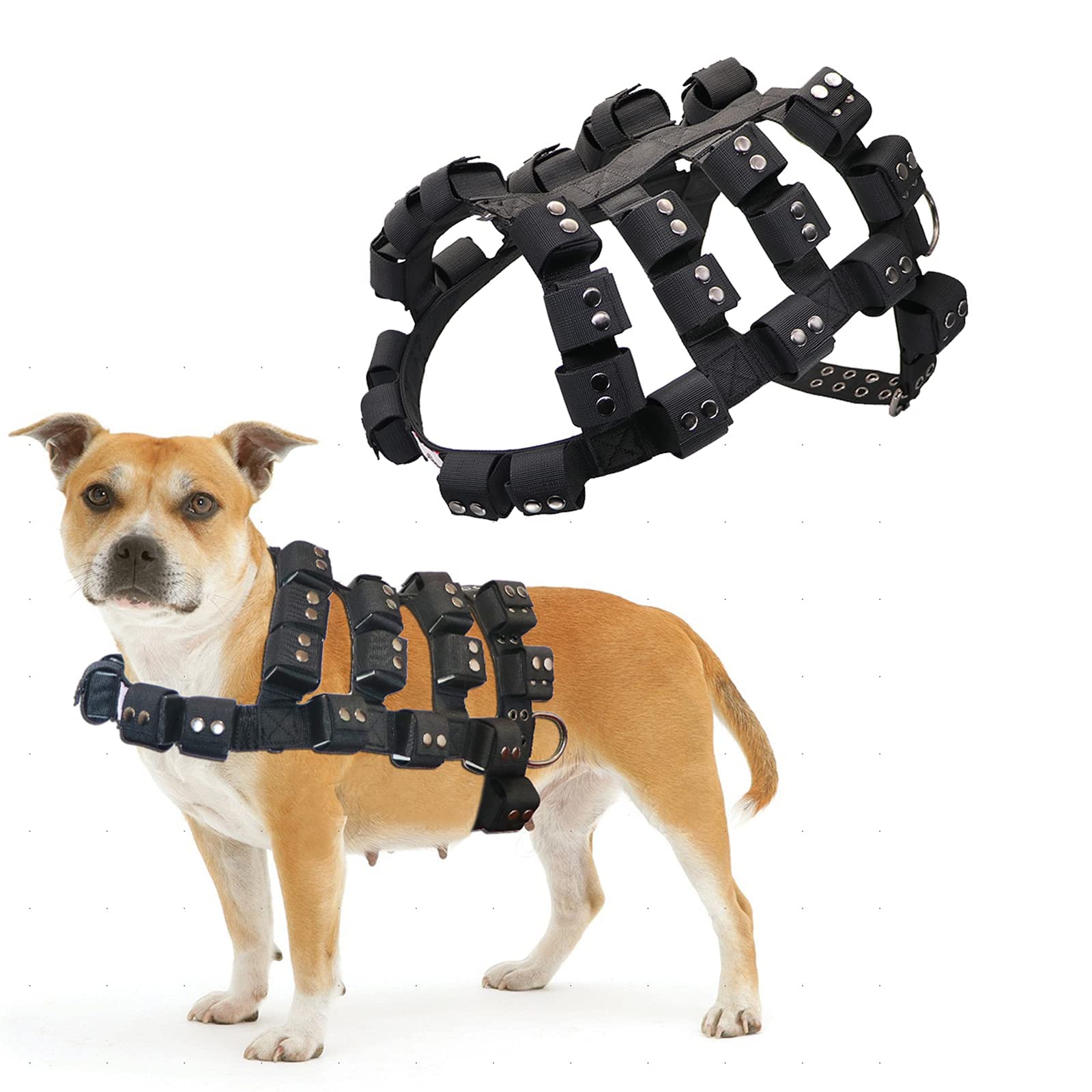 Walktime, Dog Harness for Small Medium Large Dogs No Pull, Dog Weighted Vest, Tactical Dog Harness for Pit Bulls with Pockets (Adjustable Weights) - Weight Loss, Exercise, Walking, Muscle