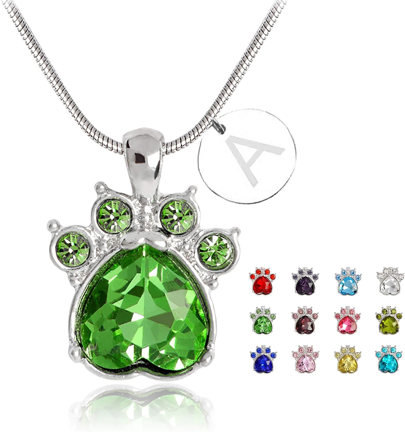 Birthstone Necklace Jewelry Gift for Women Mum Girlfriend Initial