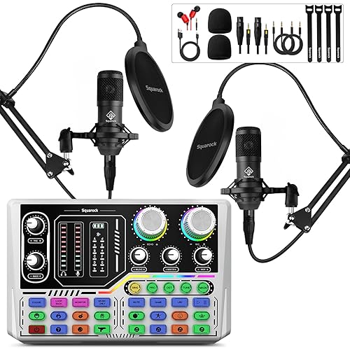 Podcast Equipment Bundle for 2, Audio Mixer Live Streaming Audio