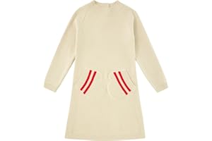 KIDS4EVER Girls Sweater Dress with Pockets Girl Fall Long Sleeve Causal Knit Dresses for 5-8 Years Kids