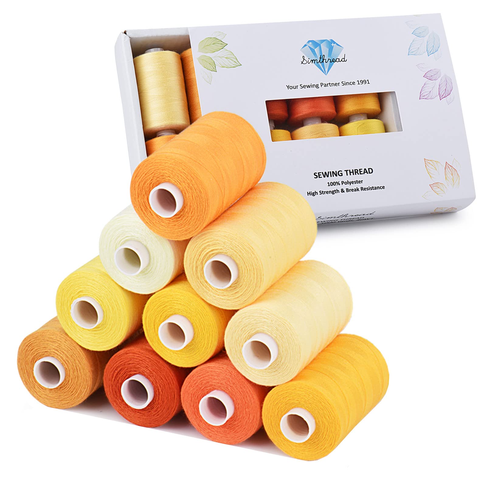 Simthread All Purpose Sewing Thread, 10 Spool 1000 Yards Each Bobbin Polyester Thread for Sewing, Handy Polyester Sewing Threads for Sewing Machine (Yellow Series) — image 1