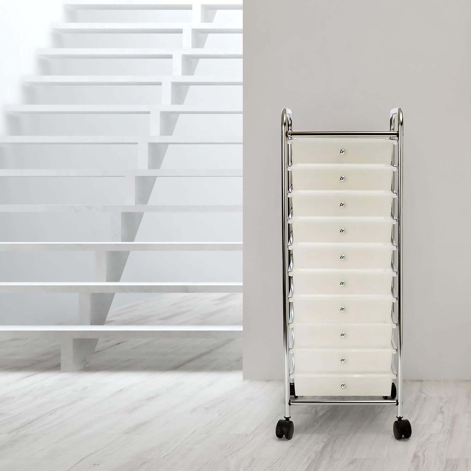 Seville Classics Large 10-Drawer Multipurpose Mobile Rolling Utility Storage Organizer Cart, White: Home & Kitchen