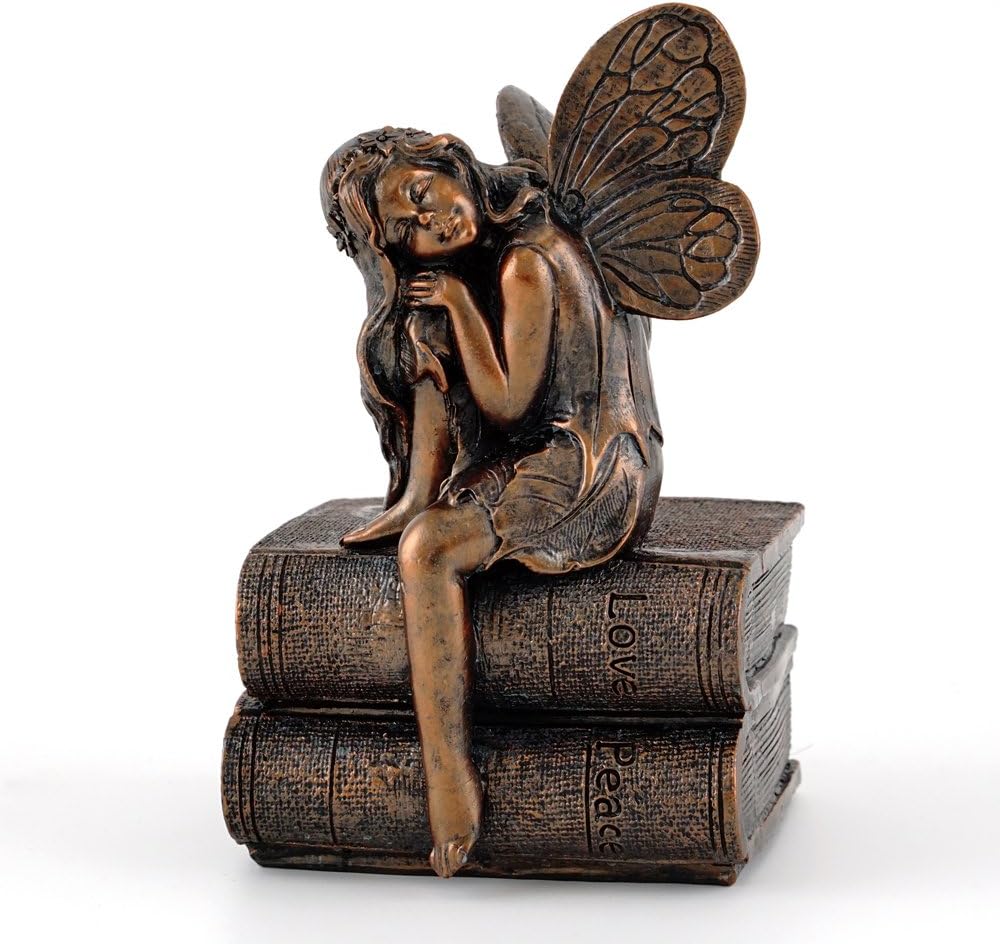 Top Collection 4387 Miniature Garden & Terrarium Fairy Napping on Books Statue, Small