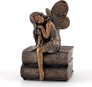 Top Collection 4387 Miniature Garden & Terrarium Fairy Napping on Books Statue, Small