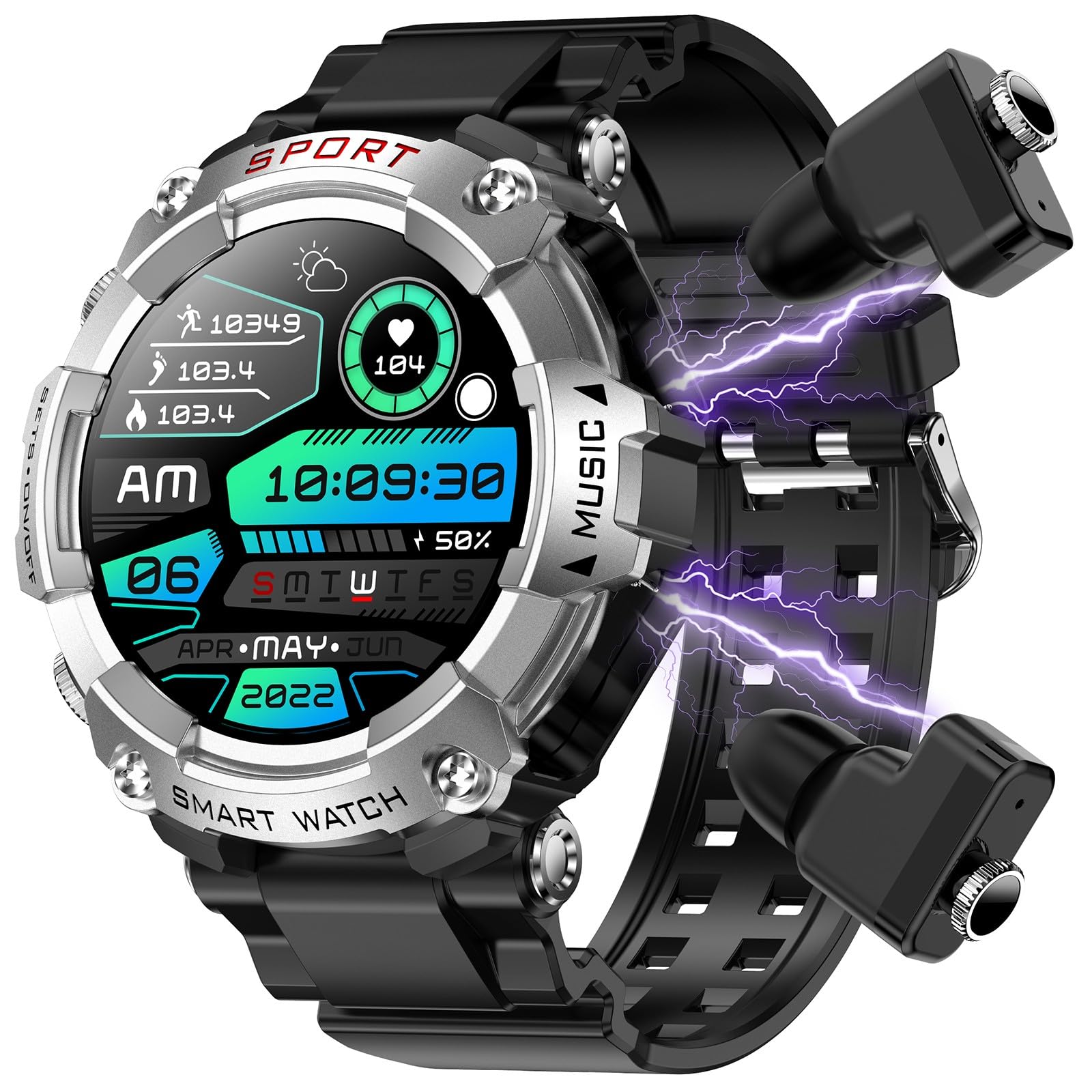 Smart Watch, 1.52-inch Touch Screen SmartWatch, Built-in TWS Bluetooth Headset, 24/7 Heart Rate/Blood Pressure/Blood Oxygen/Sleep Monitoring, IP67 Waterproof, Suitable for Android/ios System (Silver)