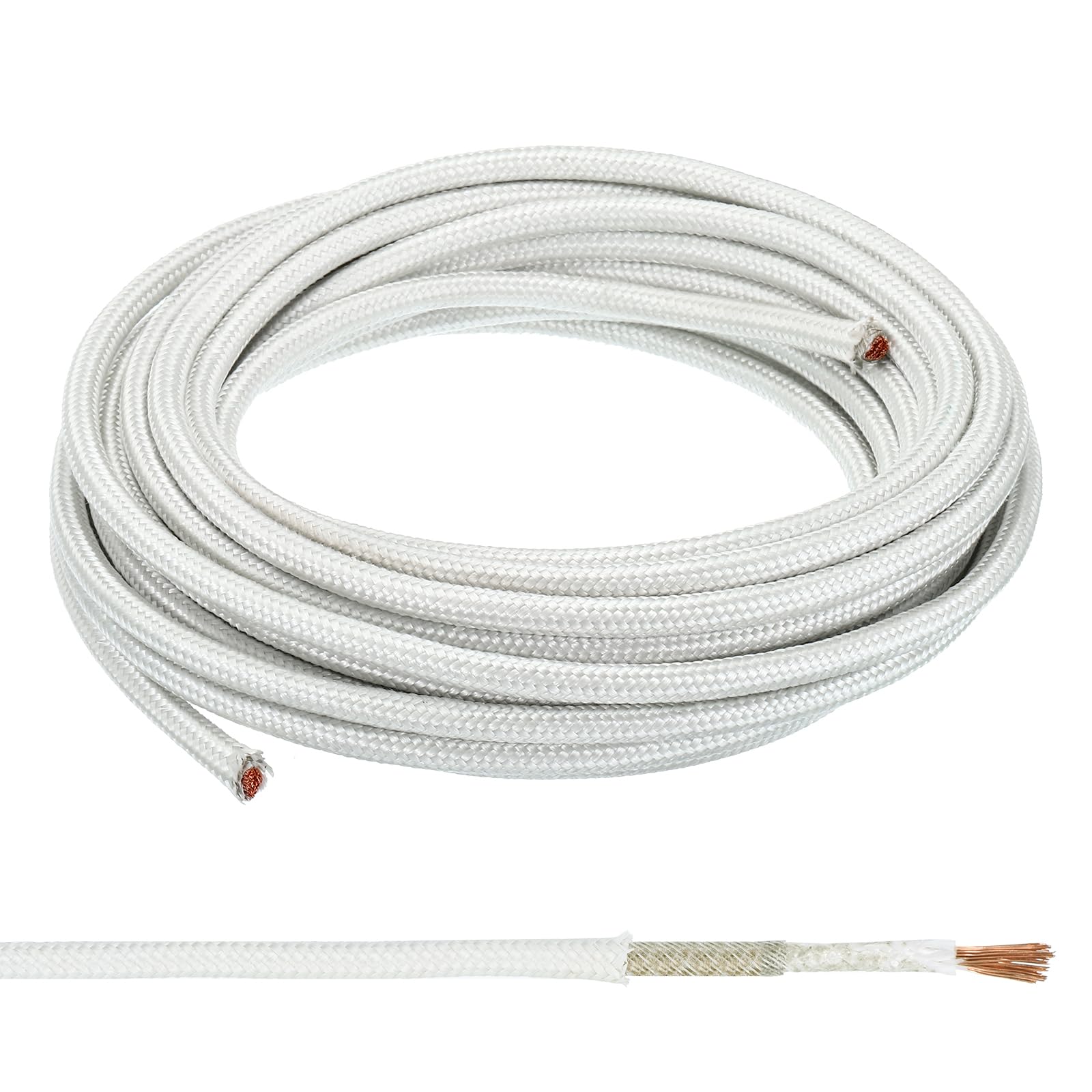 PATIKIL 26.3Ft 7AWG High Temperature Wire, -60-350 Degrees Celsius Mica Glass Fiber Electronic Wire Insulated Heat Resistant Electronical Flexible Cable for Lamp Boiler Heater, White