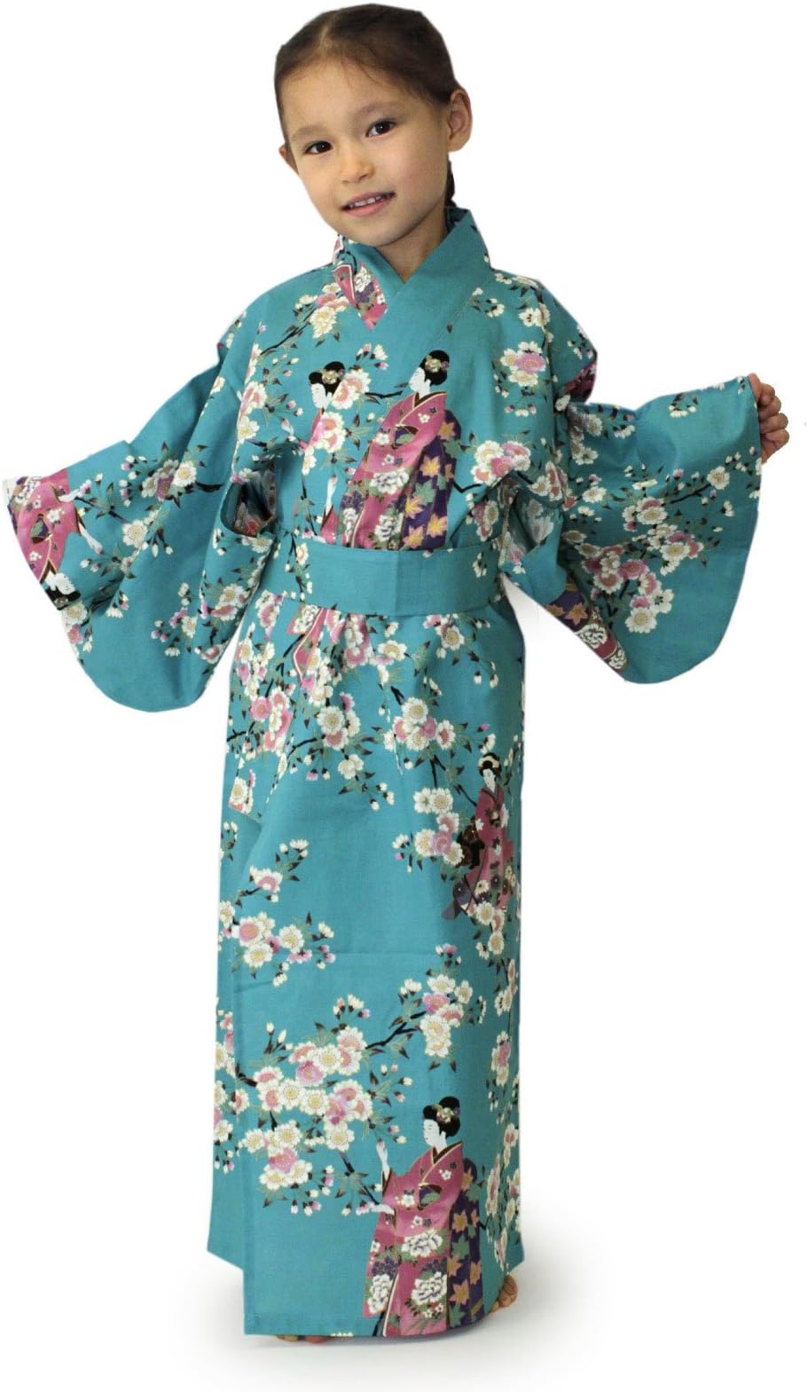 Girl's Cotton Yukata Robe Unlined Japanese Summer Kimono