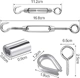 CHRORINE 24 Pcs M5 Stainless Steel Wire Rope Kit Turnbuckle Thimble Grommets view 2